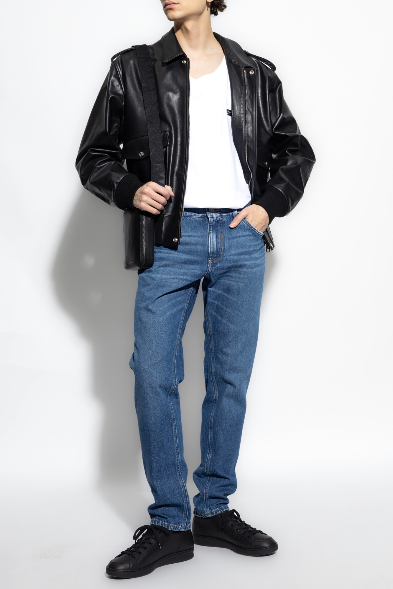 Black Leather jacket Dolce & Gabbana - Vitkac Italy